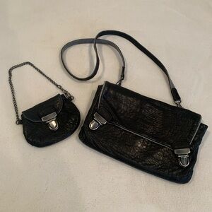 Elegant Black Leather Handbag Set